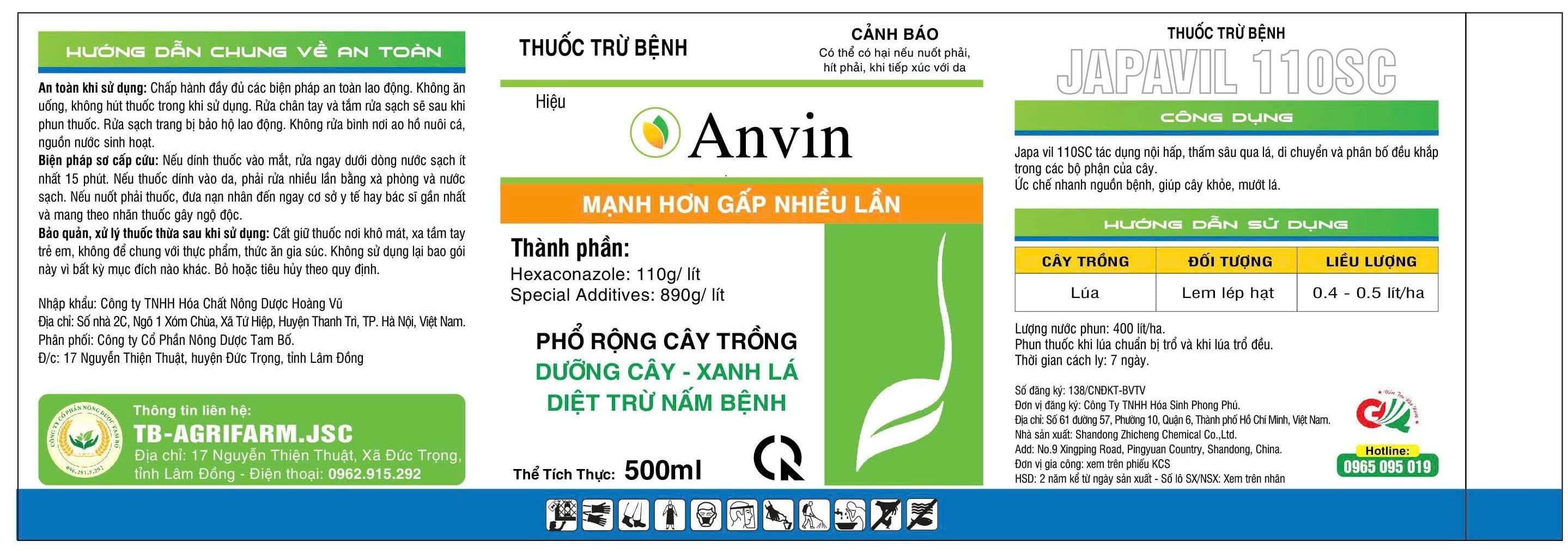 THUỐC TRỪ BỆNH HIỆU ANVIN