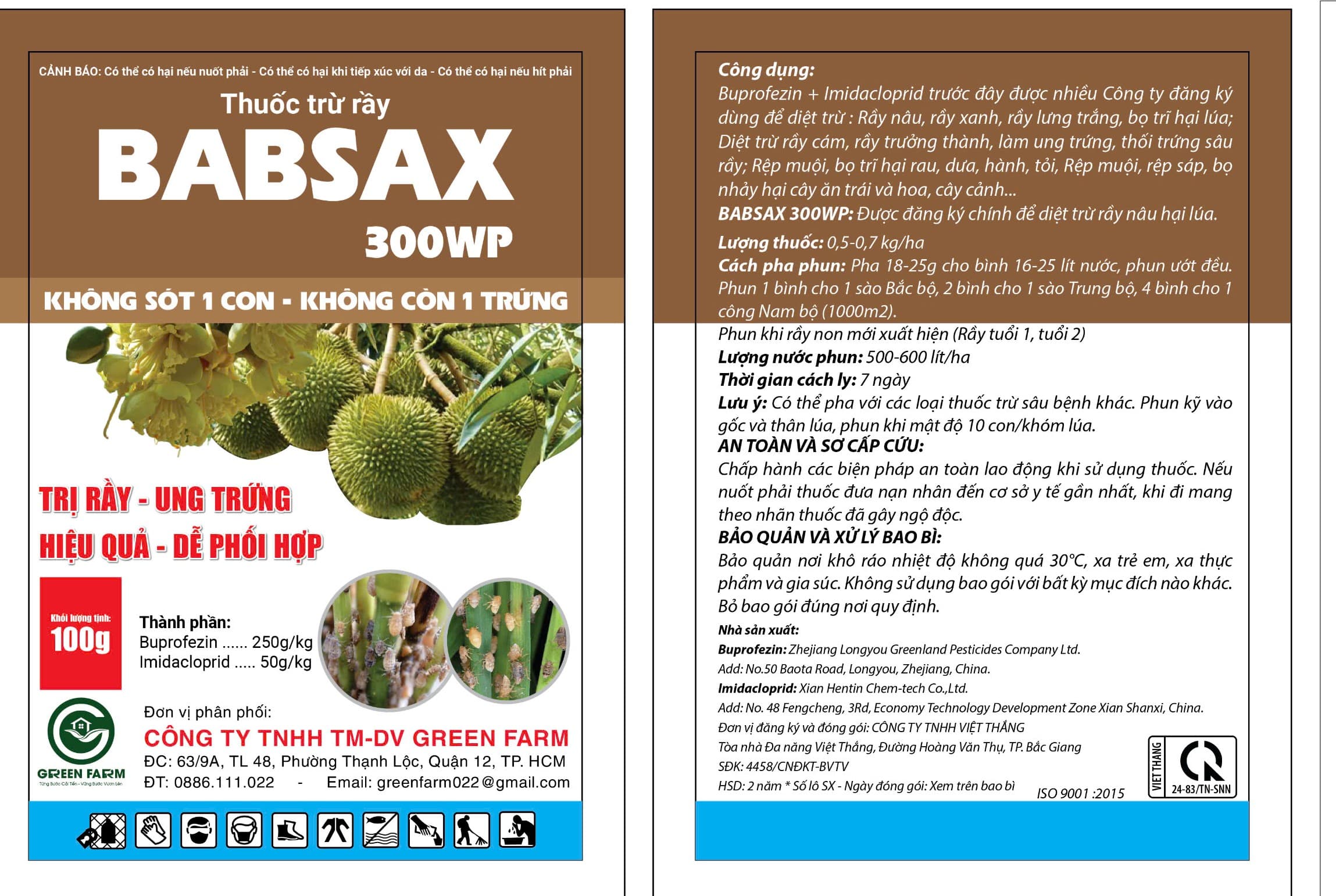THUỐC TRỪ RẦY BABSAX 300WP