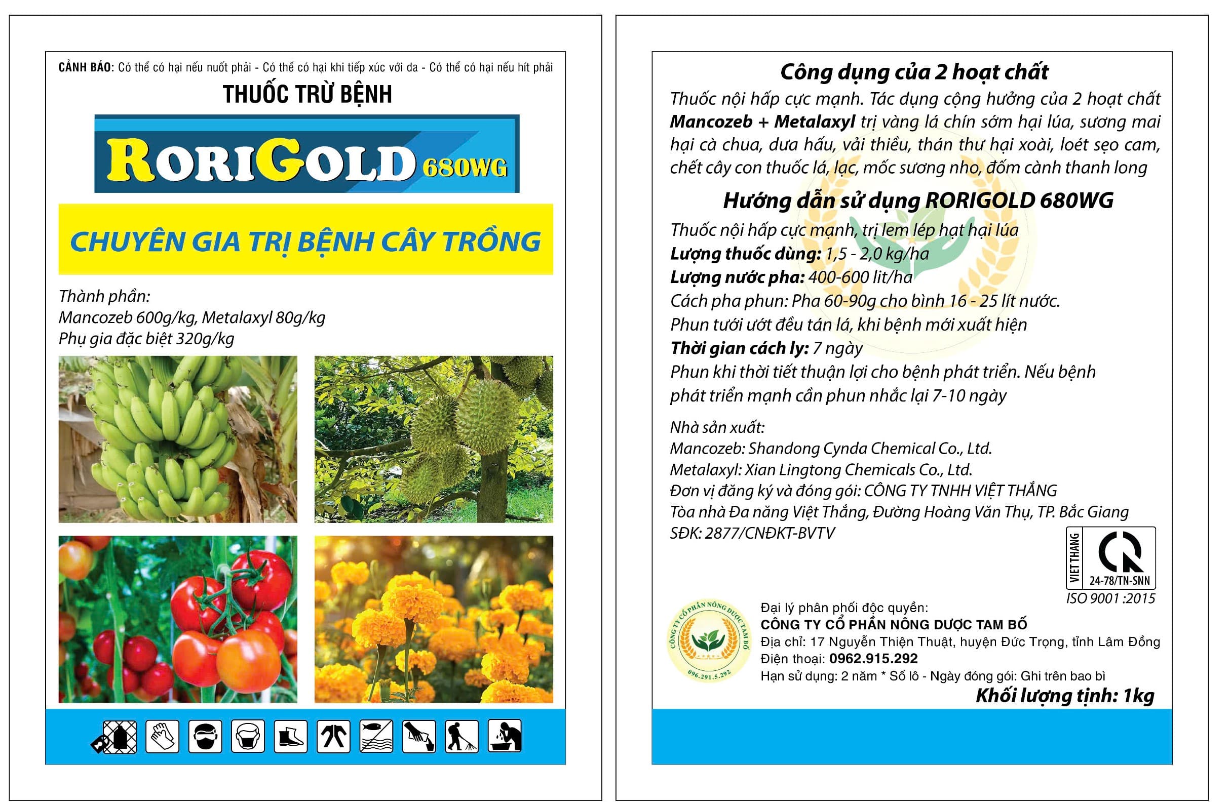 THUỐC TRỪ BỆNH RORIGOLD 680WG