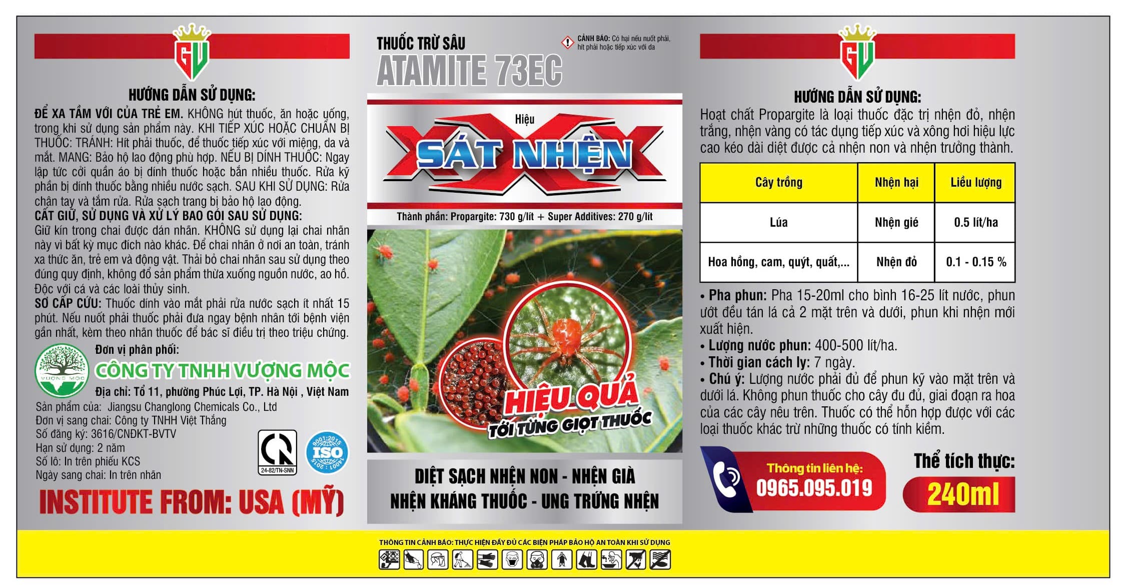 THUỐC TRỪ SÂU ATAMITE 73EC HIỆU SÁT NHỆN